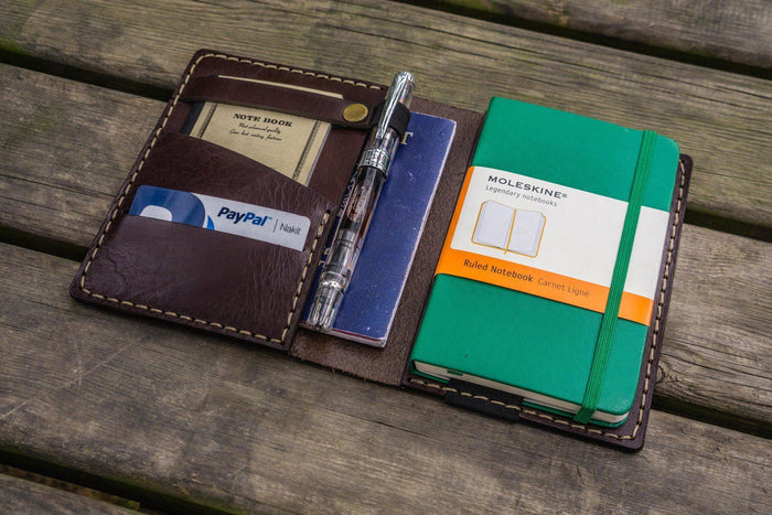 Leather Rhodia A6 Notebook Cover - Dark Brown