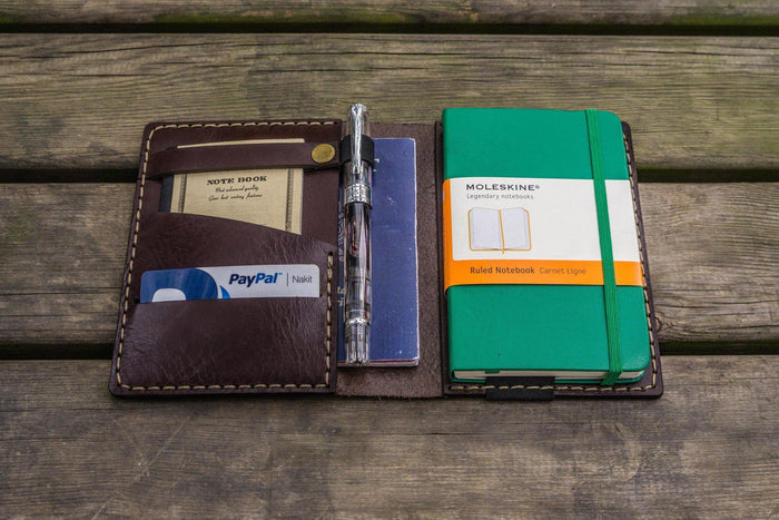 Leather Rhodia A6 Notebook Cover - Dark Brown