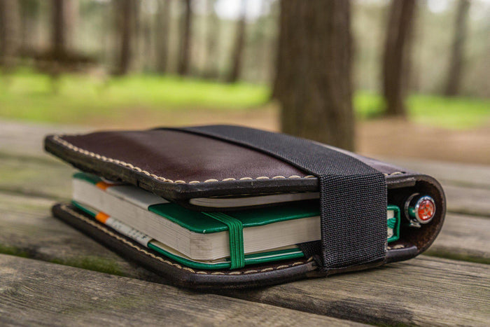 Leather Rhodia A6 Notebook Cover - Dark Brown