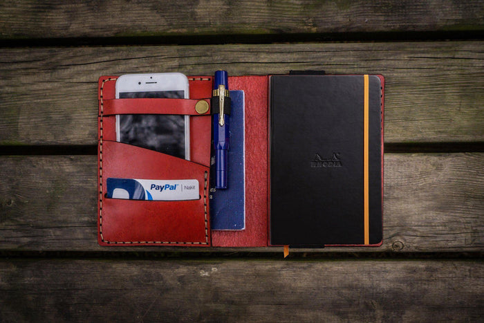 Leather Rhodia A6 Notebook Cover - Red