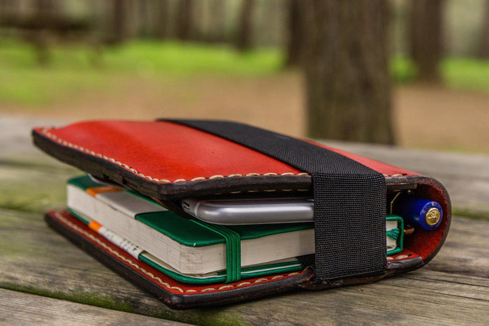 Leather Rhodia A6 Notebook Cover - Red