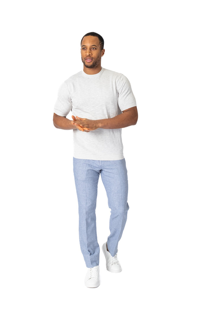 Light Knit Cotton Crew - Cement