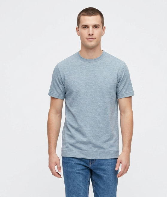 Light Knit Cotton Crew - Light Blue