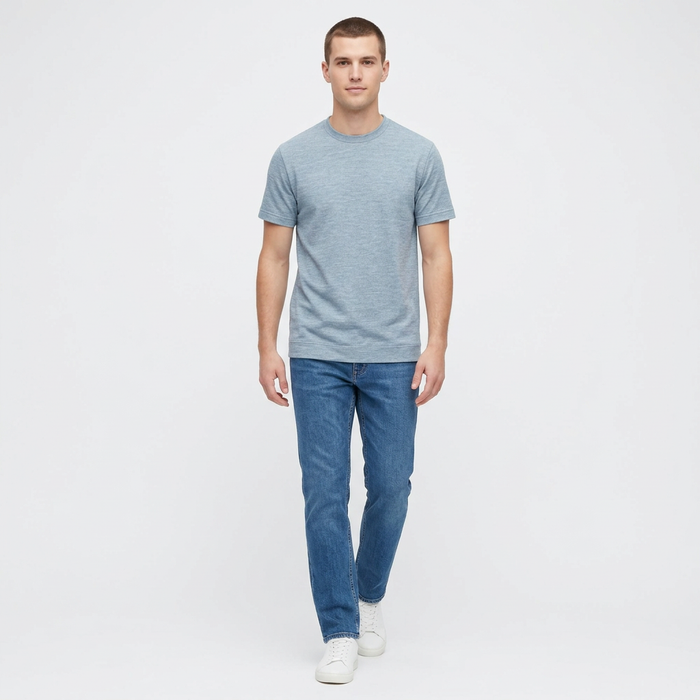 Light Knit Cotton Crew - Light Blue