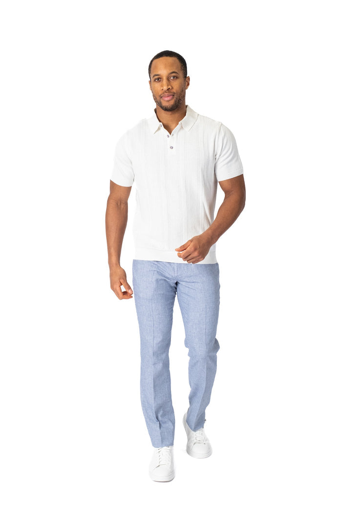 Light Knit Cotton Polo - Ivory