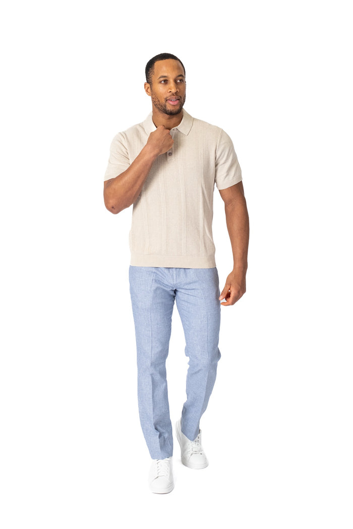 Light Knit Cotton Polo - Tan