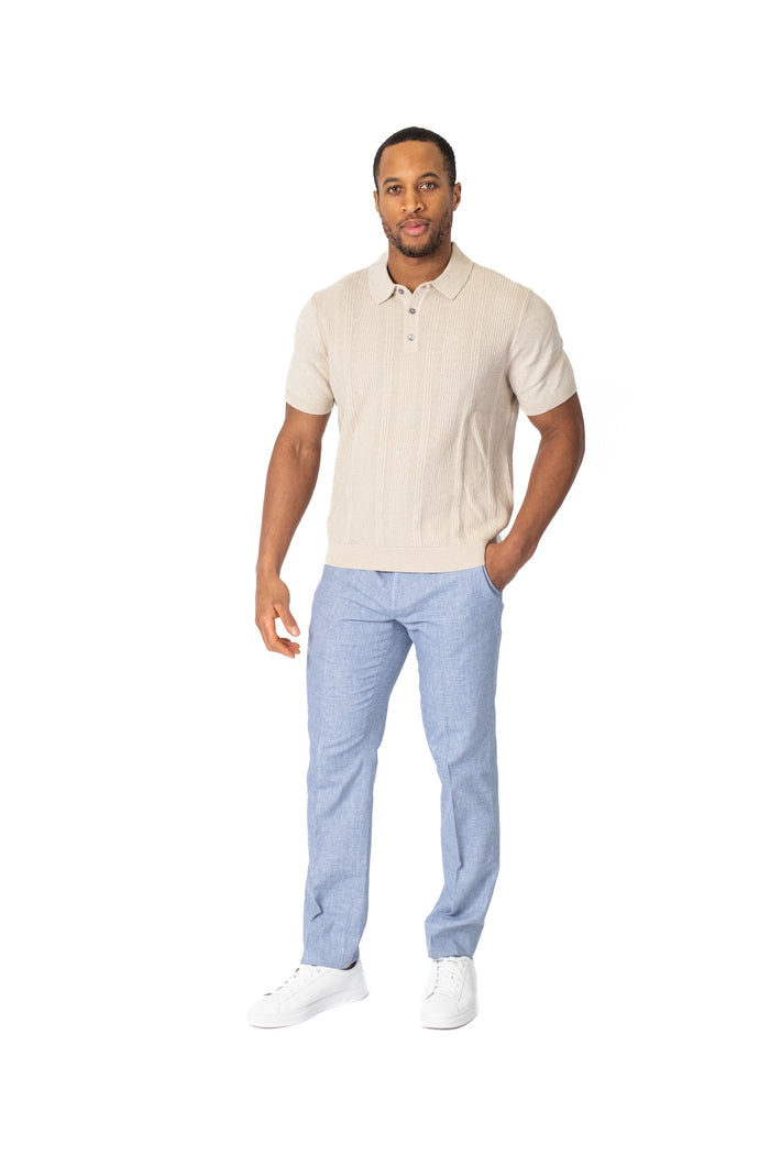 Light Knit Cotton Polo - Tan