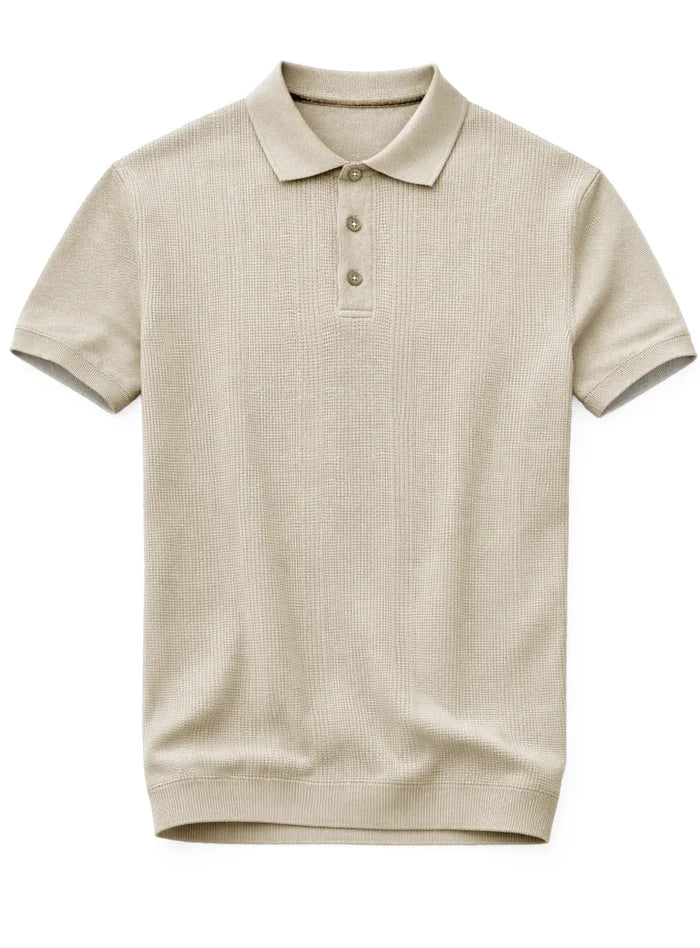 Light Knit Cotton Polo - Tan