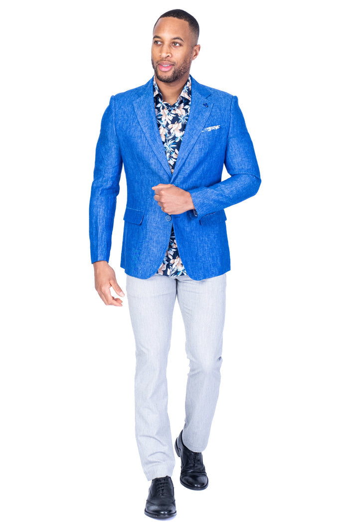 Linen Blazer - Royal Blue