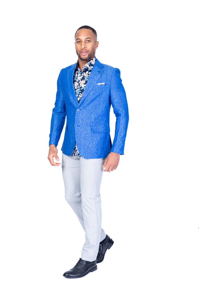 Linen Blazer - Royal Blue