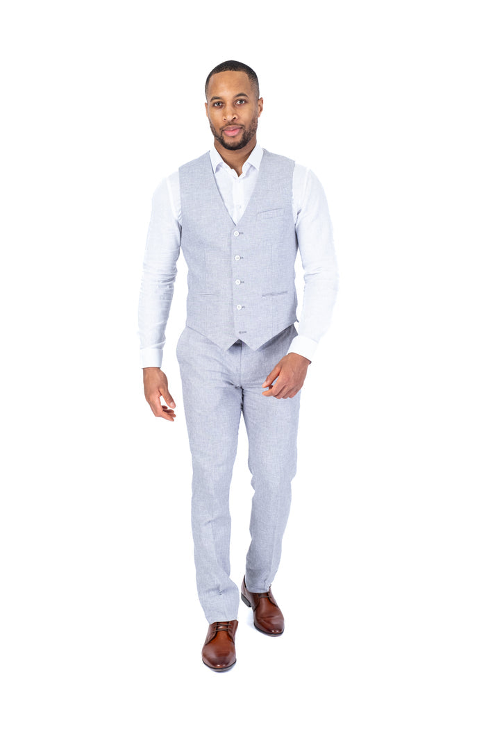 Linen Vest Separate - Light Grey