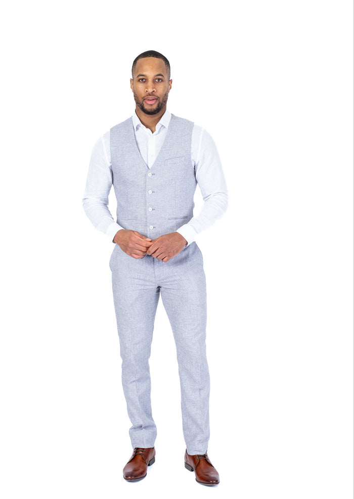 Linen Vest Separate - Light Grey