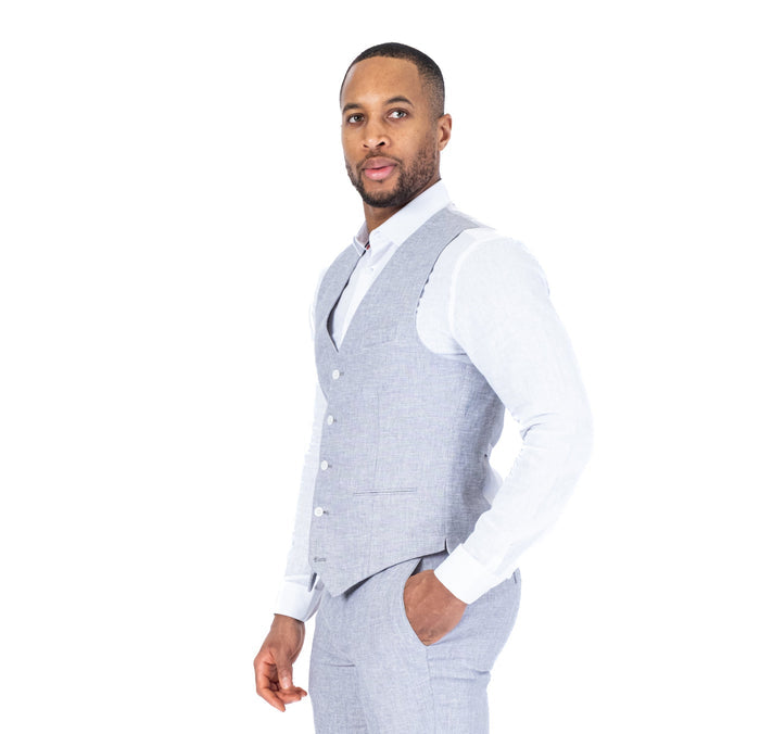 Linen Vest Separate - Light Grey