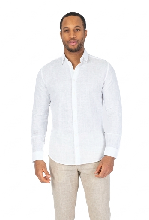 Linen/Cotton Sport Shirt - White