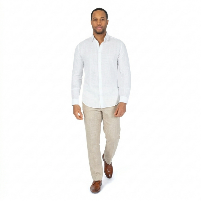 Linen/Cotton Sport Shirt - White