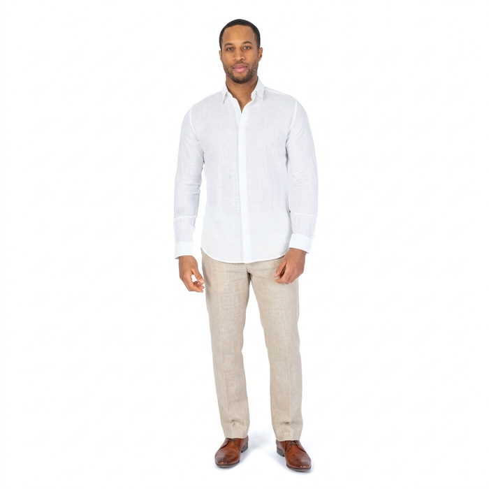Linen/Cotton Sport Shirt - White