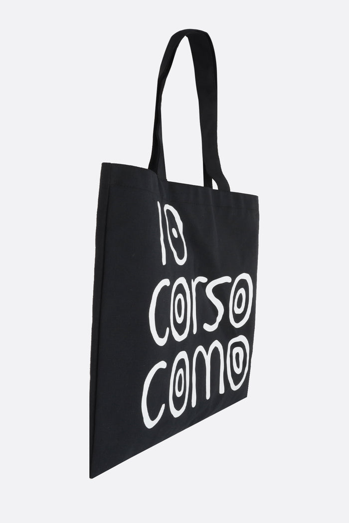 logo print canvas shopping bag
