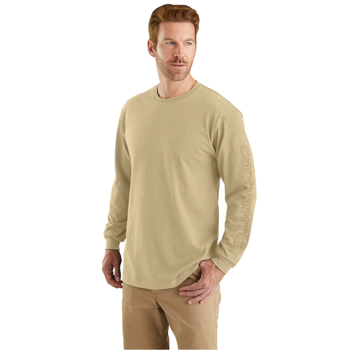 Loose Fit Heavyweight Long-Sleeve Logo Sleeve Graphic T-Shirt - A36-Beach Heather | Carhartt K231