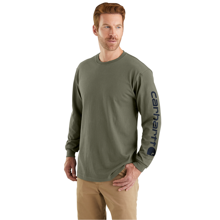 Loose Fit Heavyweight Long-Sleeve Logo Sleeve Graphic T-Shirt - DOV-Dusty Olive | Carhartt K231