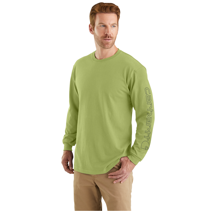 Loose Fit Heavyweight Long-Sleeve Logo Sleeve Graphic T-Shirt - GJ7-Algae Green | Carhartt K231