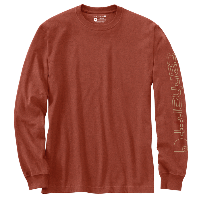 Loose Fit Heavyweight Long-Sleeve Logo Sleeve Graphic T-Shirt - RB6-Saddle Red Heather | Carhartt K231