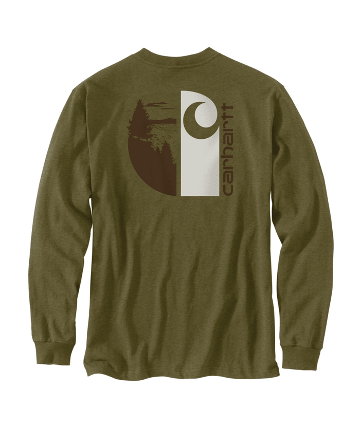 Loose Fit Heavyweight Long-Sleeve Pocket Outdoor T-Shirt - GL8-Dark Bronzed Green Heather | Carhartt 107176