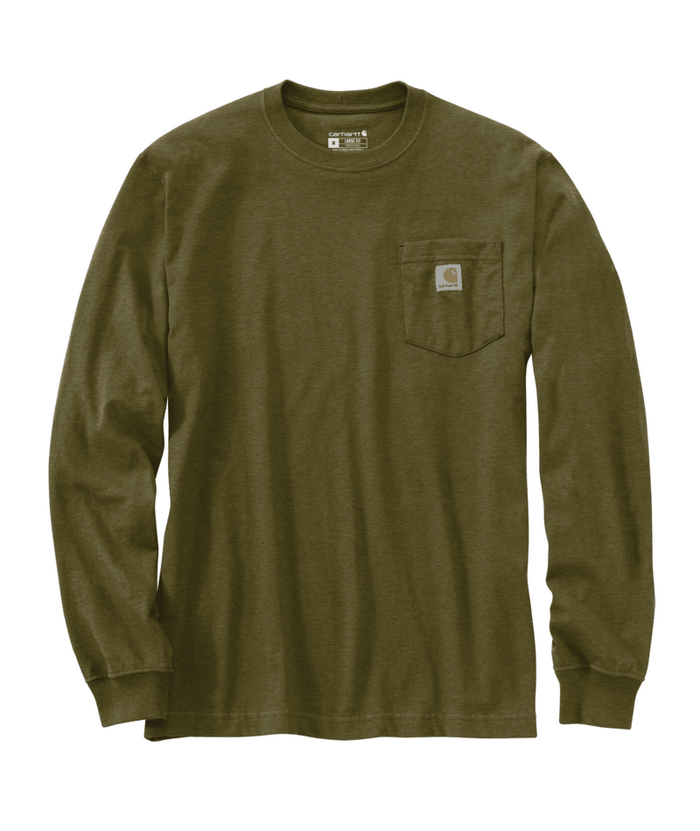 Loose Fit Heavyweight Long-Sleeve Pocket Outdoor T-Shirt - GL8-Dark Bronzed Green Heather | Carhartt 107176