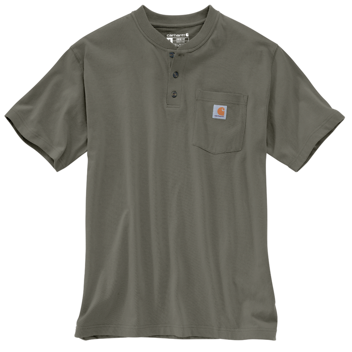 Loose Fit Heavyweight Short-Sleeve Pocket Henley T-Shirt - DOV-Dusty Olive | Carhartt K84