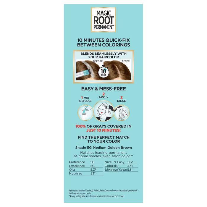 L'Oréal Paris Magic Root Rescue 10 Minute Permanent Root Coloring Kit 5G Medium Golden Brown - 12 Pack
