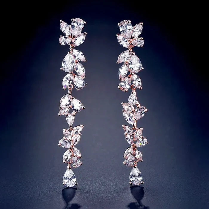 Wedding Jewelry - Cubic Zirconia Bridal Earrings - Available in Silver, Rose Gold and Yellow Gold