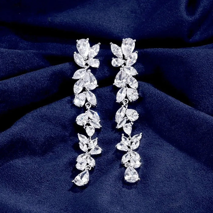 Wedding Jewelry - Cubic Zirconia Bridal Earrings - Available in Silver, Rose Gold and Yellow Gold