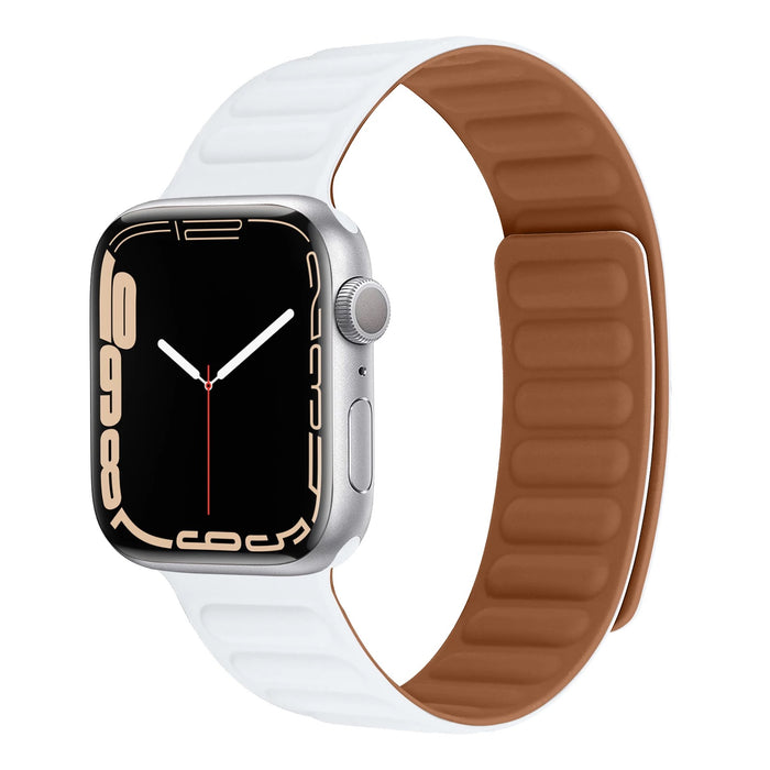 Magnetic Vegan Leather Link Band For Apple Watch — stitched vegan leather link band with magnetic closure, multiple colors available