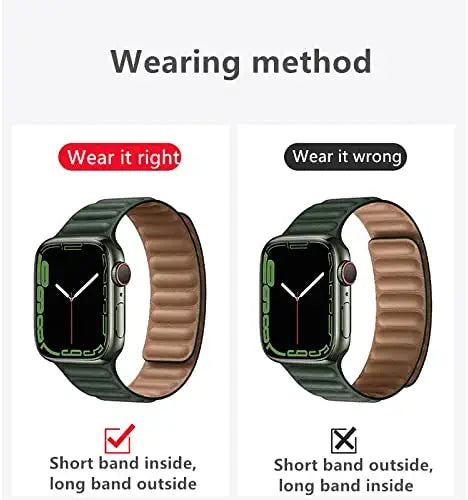 Magnetic Vegan Leather Link Band For Apple Watch — stitched vegan leather link band with magnetic closure, multiple colors available