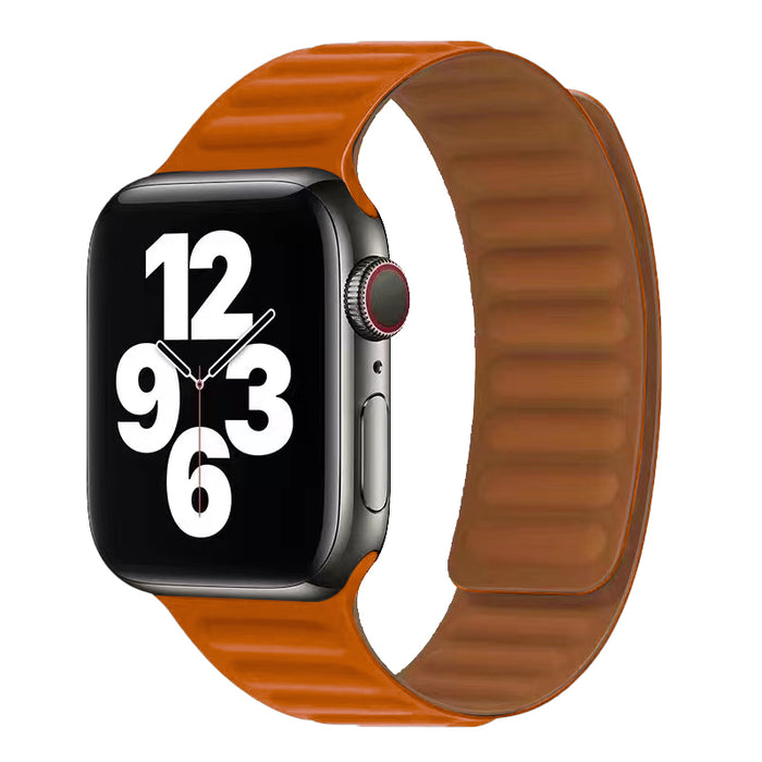 Magnetic Vegan Leather Link Band For Apple Watch — stitched vegan leather link band with magnetic closure, multiple colors available