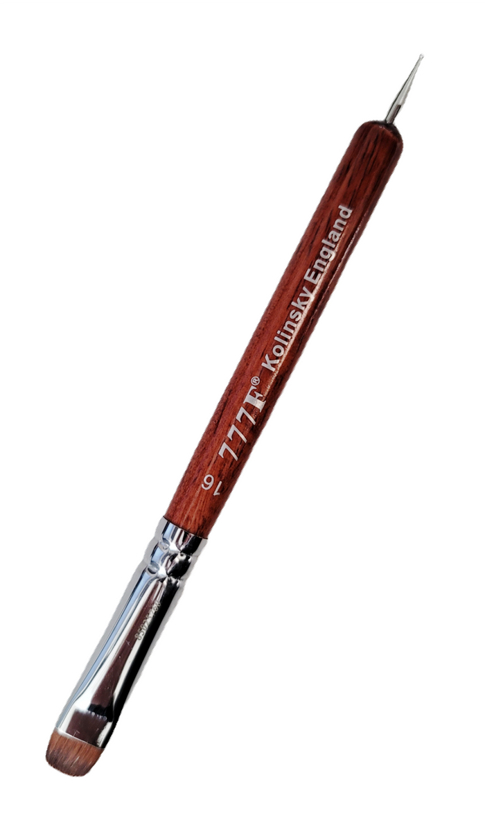 Manicure & Pedicure French Brush 777F Red Wood Handle with Dotting Tool, Size #16