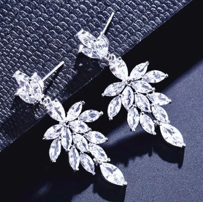 Wedding Jewelry - Cubic Zirconia Bridal Drop Earrings - Available in silver and Rose Gold