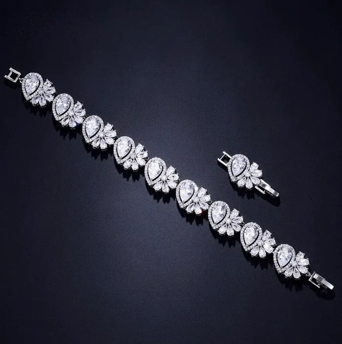 Wedding Jewelry - Cubic Zirconia Bridal Bracelet - Available in Rose Gold and Silver