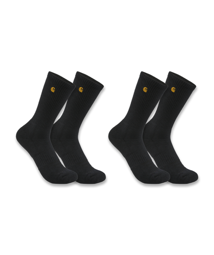 Men's Force Midweight Crew Sock 2 Pack BLK-Black | Carhartt SC2252M