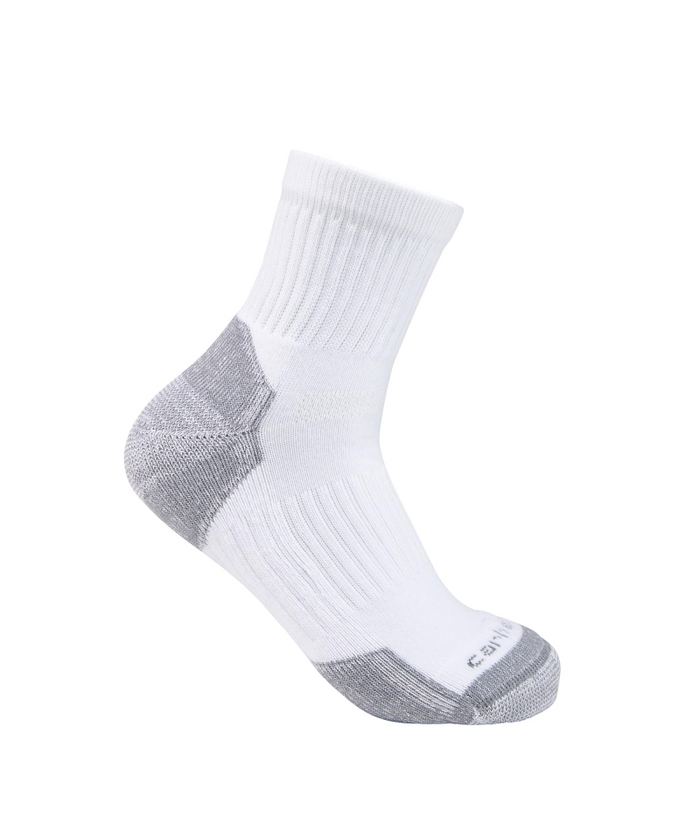 Men's Midweight Cotton Blend Quarter Sock 3 Pack WHT-White | Carhartt SQ6103M