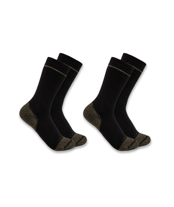 Men's Midweight Cotton Blend Steel Toe Boot Sock 2 Pack BLK-Black | Carhartt SB5552M