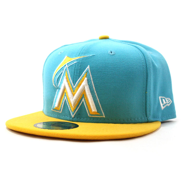 Miami Marlins New Era 59Fifty Fitted Hat (Sky Blue Yellow)