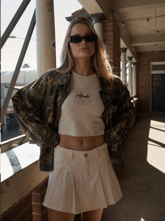 Mika - Recycled Pleat Mini Skirt | Sand-Image 2