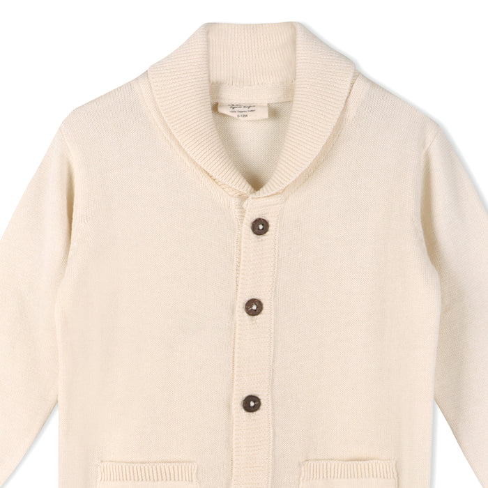 Milan Knit Shawl Collar Baby Jumpsuit Coverall (Organic)