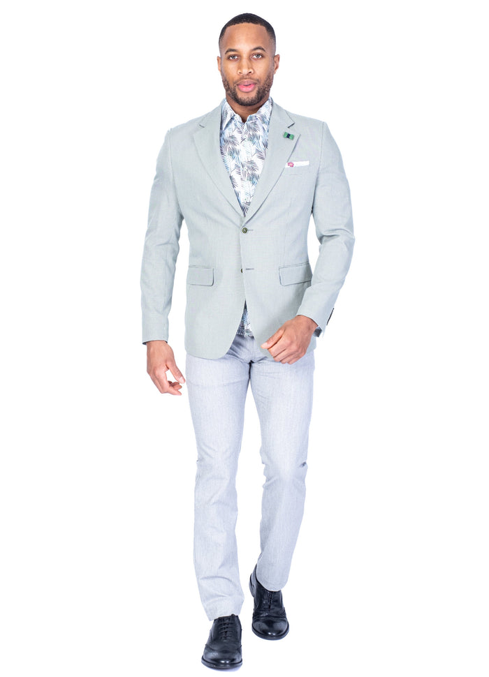 Mini Houndstooth Blazer - Green / White