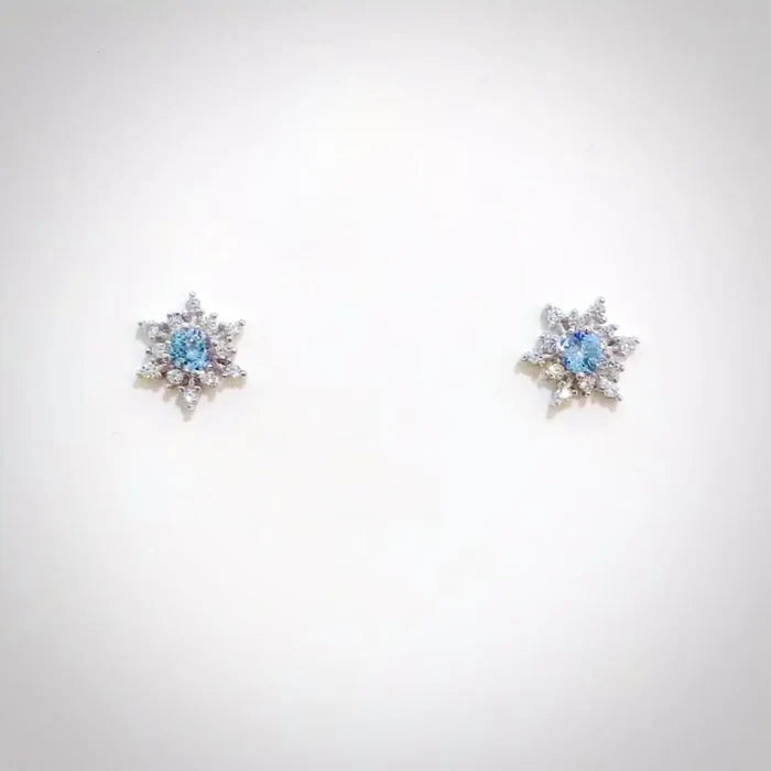 Wedding Jewelry -  Snowflake Blue Bridal Stud Earrings