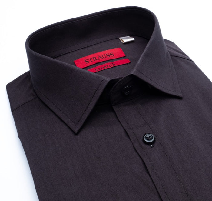 Modern Slim Fit Solid Stretch Dress Shirt - Black