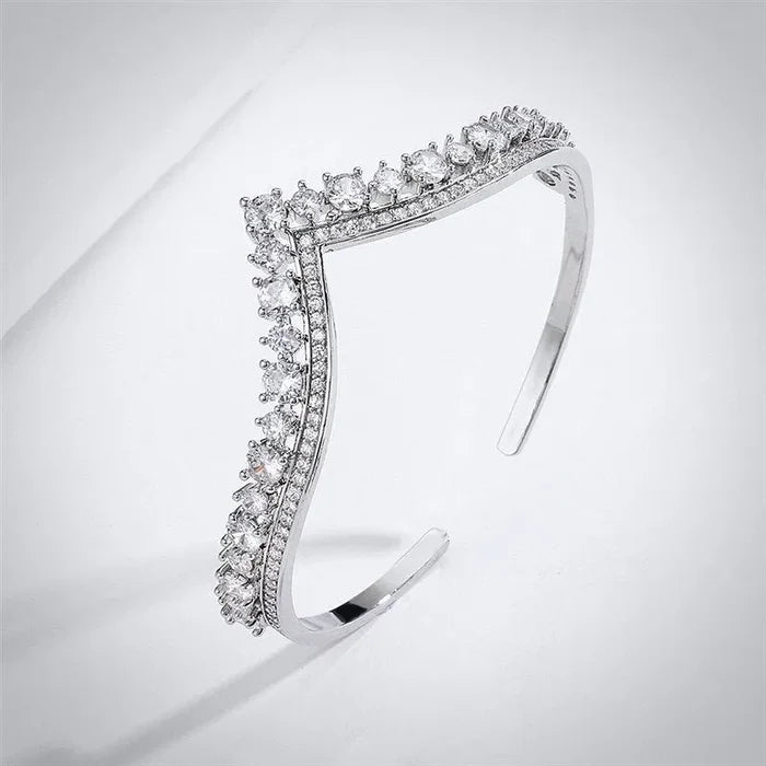Wedding Jewelry - V-Shaped Cubic Zirconia Bridal Bracelet