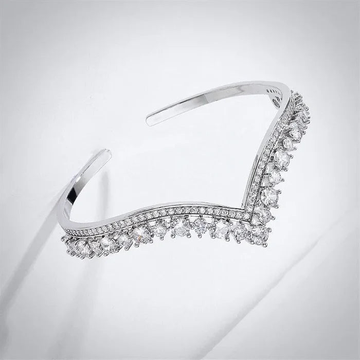 Wedding Jewelry - V-Shaped Cubic Zirconia Bridal Bracelet
