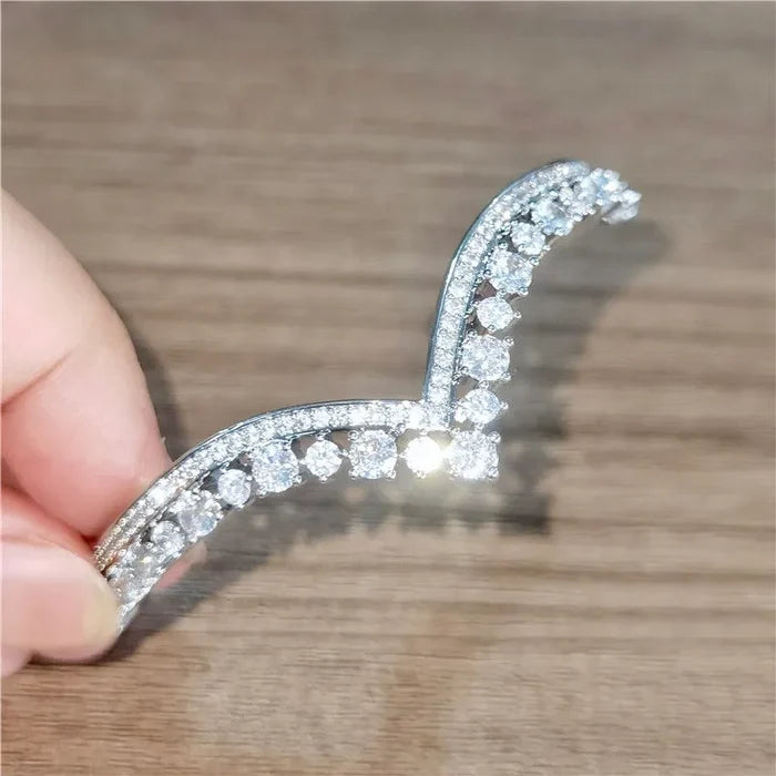 Wedding Jewelry - V-Shaped Cubic Zirconia Bridal Bracelet