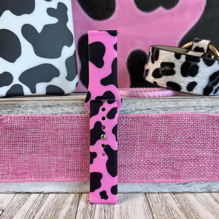 Nashville Cow Pink Print Silicone Band For Samsung Watch